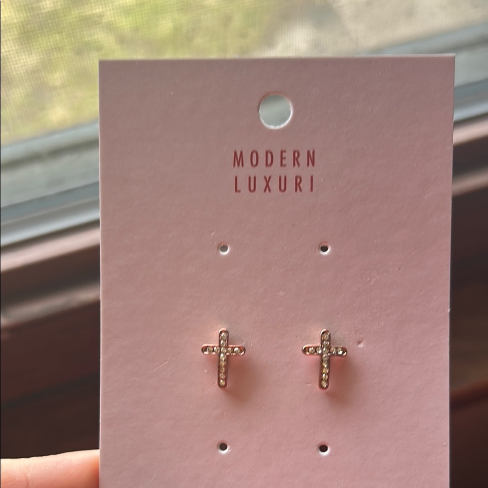 Modern Lux Gold Cross Earrings